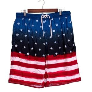 Pacific Scene American Flag Board Swim Shorts Size L